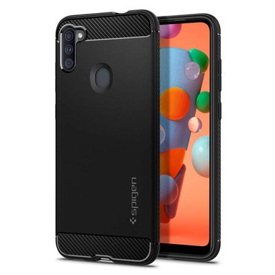 Genuine SPIGEN Ultra Rugged Armor Resilient Soft Cover for Samsung Galaxy A11 Case [Colour:Black]