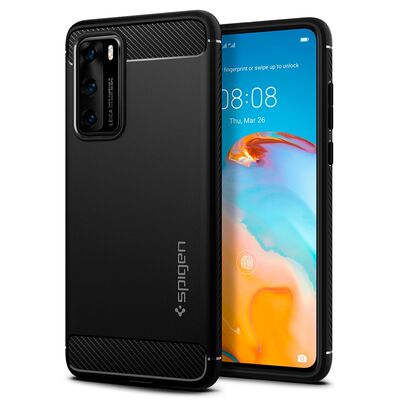 Genuine SPIGEN Rugged Armor Resilient Ultra Soft Cover for Huawei P40 Case [Colour:Black]