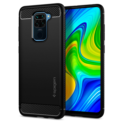 Genuine SPIGEN Rugged Armor Resilient Soft Cover for Xiaomi Redmi Note 9 Case [Colour:Black]