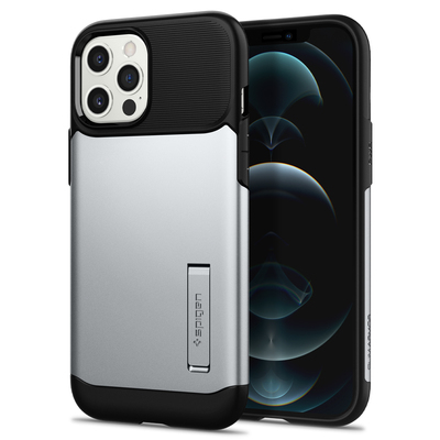 Genuine SPIGEN Slim Armor Heavy Duty Hard Cover for Apple iPhone 12 Pro Max (6.7-inch) Case [Colour:Silver]