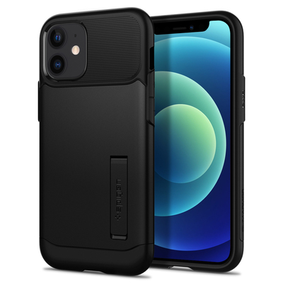 Genuine SPIGEN Slim Armor Heavy Duty Hard Cover for Apple iPhone 12 mini (5.4-inch) Case [Colour:Black]