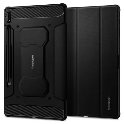 Genuine SPIGEN Rugged Armor Pro Protective Flip Cover for Samsung Galaxy Tab S8 Plus / S7 Plus / Tab S7 Plus 5G 12.4 Case [Colour:Black]