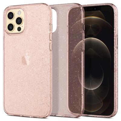 Genuine SPIGEN Liquid Crystal Glitter Slim Soft Cover for Apple iPhone 12 Pro Max (6.7-inch) Case [Colour:Rose Quartz]