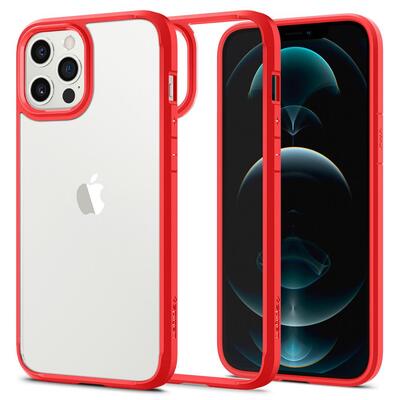 Genuine SPIGEN Ultra Hybrid Air Cushion Bumper Hard Cover for Apple iPhone 12 Pro Max (6.7-inch) Case [Colour:Red]