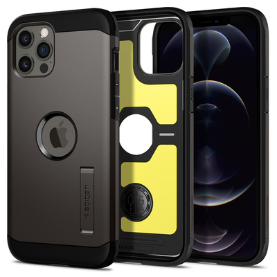Genuine SPIGEN Tough Armor Impact Shock Proof Kickstand Hard Cover for Apple iPhone 12 Pro Max (6.7-inch) Case [Colour:Gunmetal]