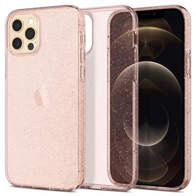 Genuine SPIGEN Liquid Crystal Glitter Slim Soft Cover for Apple iPhone 12 / iPhone 12 Pro (6.1-inch) Case [Colour:Rose Quartz]