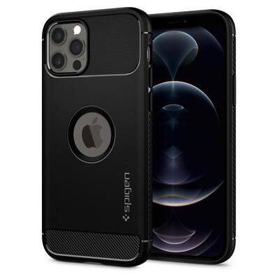 Genuine SPIGEN Rugged Armor Resilient Ultra Soft Cover for Apple iPhone 12 / iPhone 12 Pro (6.1-inch) Case [Colour:Black]