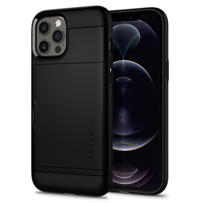 Genuine SPIGEN Slim Armor CS Card Slider Holder Cover for Apple iPhone 12 / iPhone 12 Pro (6.1-inch) Case [Colour:Black]