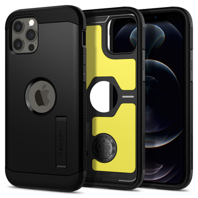 Genuine SPIGEN Tough Armor Impact Shock Proof Kickstand Hard Cover for Apple iPhone 12 / iPhone 12 Pro (6.1-inch) Case [Colour:Black]