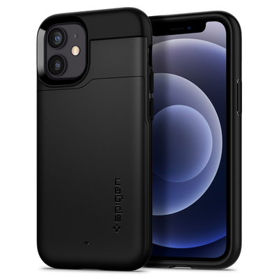 Genuine SPIGEN Slim Armor CS Card Slider Holder Cover for Apple iPhone 12 mini (5.4-inch) Case [Colour:Black]