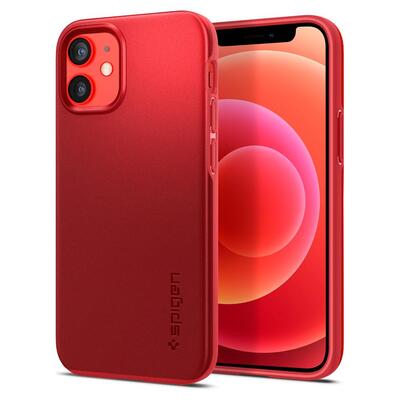 Genuine SPIGEN Ultra Thin Fit Slim Hard Cover for Apple iPhone 12 mini (5.4-inch) Case [Colour:Red]