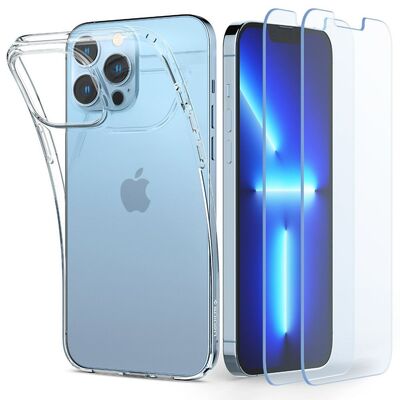 SPIGEN Crystal Pack Case & Screen Protectors 2PCS for iPhone 13 Pro Max (6.7-inch) [Colour:Clear]