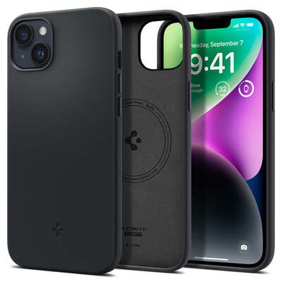 SPIGEN Silicone Fit Mag (MagFit) MagSafe Compatible Case for iPhone 14 Plus [Colour:Black]