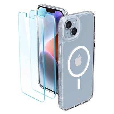 SPIGEN CYRILL Shine Mag MagSafe Compatible Case + Glass Screen Protector 2PCS for iPhone 14 Plus [Colour:Clear Glitter]