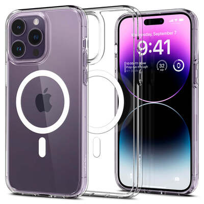 SPIGEN Ultra Hybrid Mag (MagFit) MagSafe Compatible Case for iPhone 14 Pro [Colour:White]