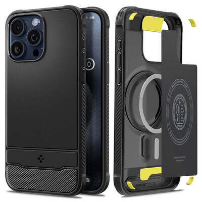 SPIGEN Rugged Armor (MagFit) MagSafe Compatible Case for iPhone 15 Pro Max [Colour:Black]