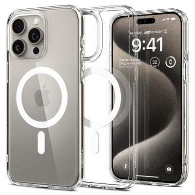 SPIGEN Ultra Hybrid (MagFit) MagSafe Compatible Case for iPhone 15 Pro Max [Colour:White]