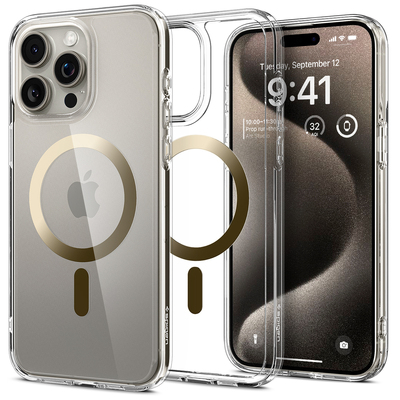 SPIGEN Ultra Hybrid (MagFit) MagSafe Compatible Case for iPhone 15 Pro Max [Colour:Gold]
