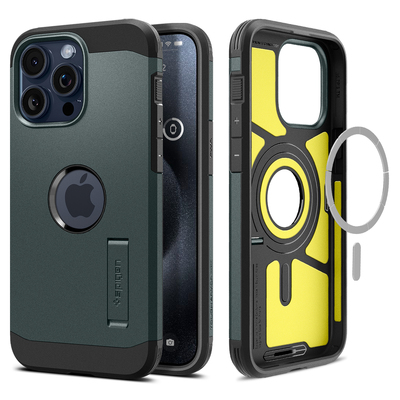 SPIGEN Tough Armor (MagFit) MagSafe Compatible Case for iPhone 15 Pro Max [Colour:Abyss Green]