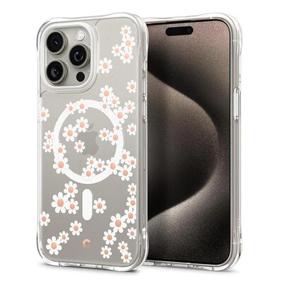 CYRILL by SPIGEN Cecile Mag MagSafe Compatible Case for iPhone 15 Pro Max [Colour:White Daisy]