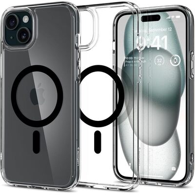SPIGEN Ultra Hybrid (MagFit) MagSafe Compatible Case for iPhone 15 Plus [Colour:Black]