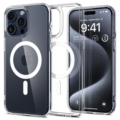 SPIGEN Ultra Hybrid (MagFit) MagSafe Compatible Case for iPhone 15 Pro [Colour:White]