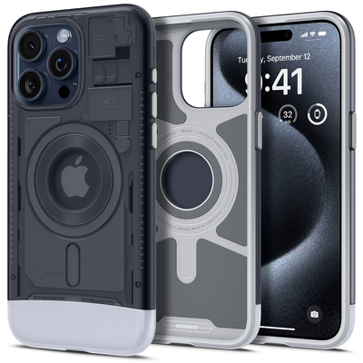 SPIGEN Classic C1 MagFit MagSafe Compatible Case for iPhone 15 Pro [Colour:Graphite]
