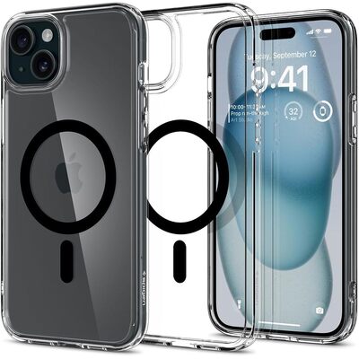 SPIGEN Ultra Hybrid (MagFit) MagSafe Compatible Case for iPhone 15 [Colour:Black]