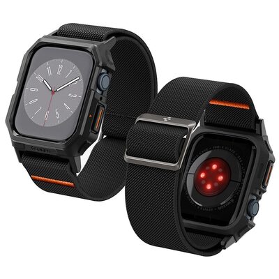 SPIGEN Lite Fit Pro + Strap Band Case for Apple Watch Series 9/8/SE2/7/6/SE/5/4 (45mm/44mm) [Colour:Black]