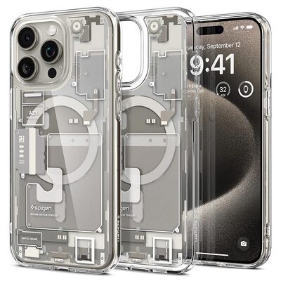 SPIGEN Ultra Hybrid Zero One (MagFit) MagSafe Compatible Case for iPhone 15 Pro Max [Colour:Zero One Natural Titanium]