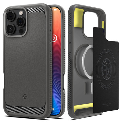 SPIGEN Rugged Armor (MagFit) MagSafe Compatible for iPhone 16 Pro Case [Colour:Grey]