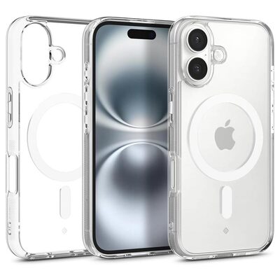 Caseology by SPIGEN Capella Mag MagSafe Compatible for iPhone 16 Case [Colour:Clear Case / White Ring]