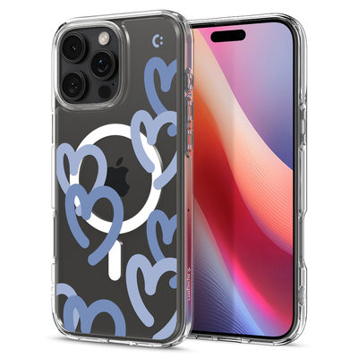 Spigen Ultra Hybrid Hearts (MagFit) MagSafe Compatible for iPhone 16 Pro Max Case [Colour:Hearts Denim]