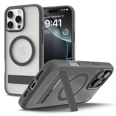 Spigen Ultra Hybrid S (MagFit) MagSafe Compatible for iPhone 16 Pro Max Case [Colour:Frost Clear Case / Grey Ring]