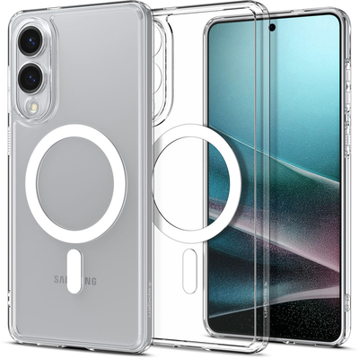 SPIGEN Ultra Hybrid (MagFit) MagSafe Compatible for Galaxy S25 Edge Case [Colour:Clear Case / White Ring]