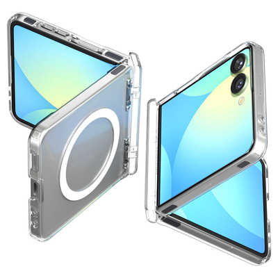 SPIGEN Ultra Hybrid Pro (MagFit) MagSafe Compatible for Galaxy Z Flip 7 Case [Colour:Clear Case / White Ring]