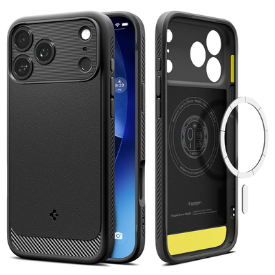 SPIGEN Rugged Armor (MagFit) MagSafe Compatible for iPhone 17 Pro Max Case [Colour:Black]