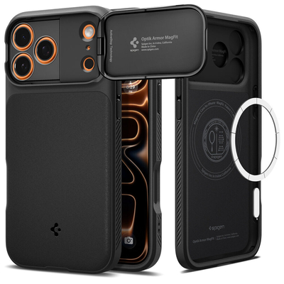 SPIGEN Optik Armor (MagFit) MagSafe Compatible for iPhone 17 Pro Case [Colour:Black]