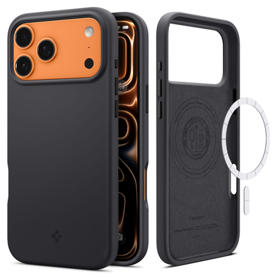 SPIGEN Silicone Fit (MagFit) MagSafe Compatible for iPhone 17 Pro Case [Colour:Black]