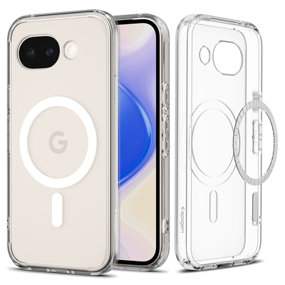SPIGEN Ultra Hybrid (MagFit) Compatible with Pixelsnap / MagSafe Accessories for Google Pixel 10a Case [Colour:Clear Case White Ring]