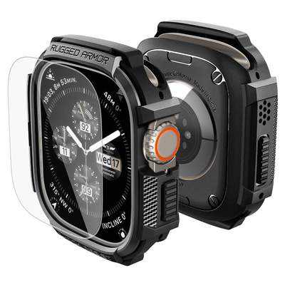 SPIGEN Rugged Armor Case with Screen Protector for Apple Watch Ultra 3 / 2 / 1 49mm [Colour:Black]