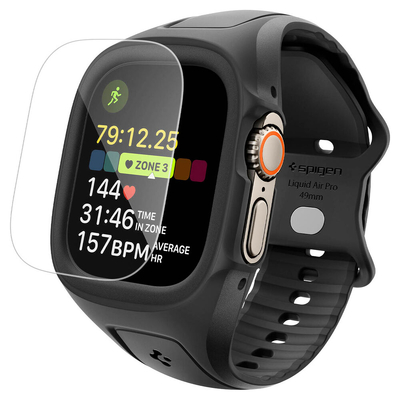 SPIGEN Liquid Air Pro + Strap Band Case with Screen Protector for Apple Watch Ultra 3 / 2 / 1 49mm [Colour:Black]