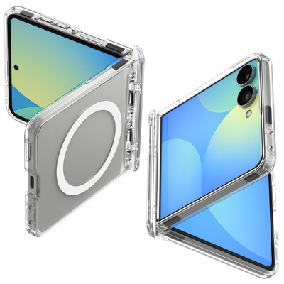 SPIGEN Ultra Hybrid Pro (MagFit) MagSafe Compatible for Galaxy Z Flip 8 Case [Colour:Clear Case / White Ring]
