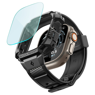 SPIGEN Rugged Armor Pro + Strap Band Case with Screen Protector for Apple Watch Ultra 4 / 3 / 2 / 1 49mm [Colour:Black]
