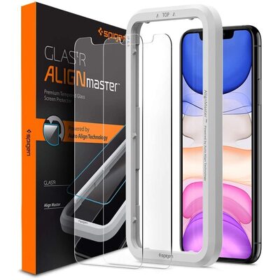 SPIGEN AlignMaster GLAS.tR Slim Glass Screen Protector 2 PCS for iPhone 11 / XR [Colour:Clear]
