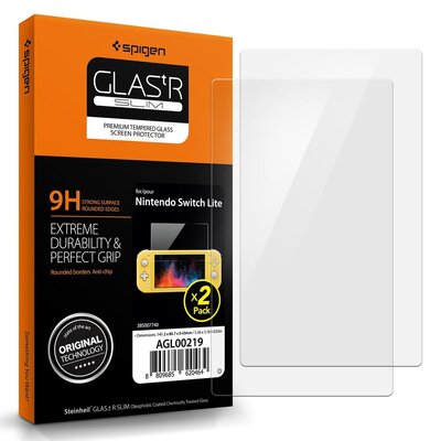 Genuine Spigen GLAStR 9H Tempered Glass Screen Protector for Nintendo Switch Lite 2PC [Colour:Clear]