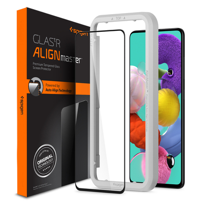 Genuine SPIGEN AlignMaster Full Cover Glass for Samsung Galaxy A51 Screen Protector [Colour:Black]