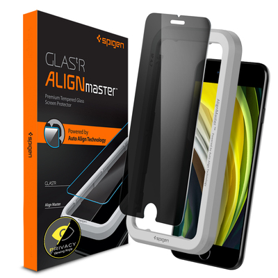 Genuine SPIGEN AlignMaster Privacy Glass for Apple iPhone 8 7 Screen Protector [Colour:Black]
