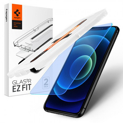 Genuine SPIGEN Glas.tR EZ Fit AntiBlue Tempered Glass for Apple iPhone 12 Pro Max (6.7-inch) Screen Protector 2 Pcs/Pack [Colour:Clear]