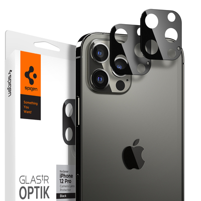 Genuine SPIGEN Glas.tR Optik Tempered Glass for Apple iPhone 12 Pro (6.1-inch) Camera Lens Protector 2 Pcs/Pack [Colour:Black]
